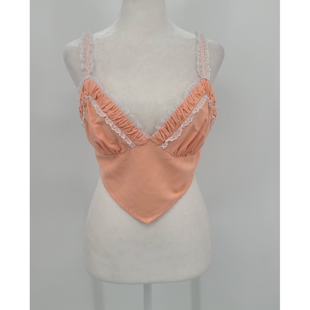 Y2K Western Babydoll Handkerchief Tank Top Small Coquette Cowgirl Lace Festival